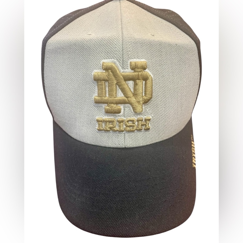 Notre Dame Irish grey, black & gold hook & loop back ball cap in EUC - OSFA '47